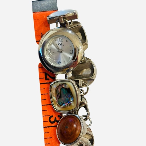 Relic Watch Womens Stainless Steel Silver Wood Pearl - Picture 7 of 8
